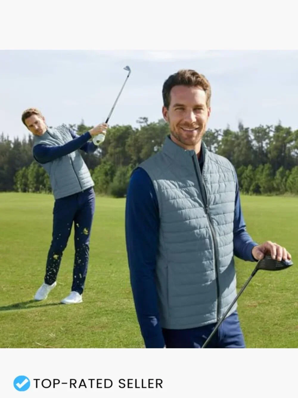 Men's Quilted Puffer Vest Water-Resistant Lightweight Full Zip Sleeveless